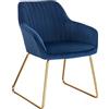 WOLTU 1x sedie sala da pranzo sedie cucina moderne poltroncina salotto Adatte per Sala da Pranzo, Soggiorno, Camera da Letto Estetica in Tessuto di velluto Metallo dorato Blu BH246bl-1