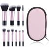 WOUYTPE 10 Pezzi Set Pennelli Make Up, Pennelli Make up da Viaggio, Pennelli Trucco Make Up, Per Ciglia, Fard, Ombretto, Fondotinta, Design Portatile, con Sacchetto di Stoccaggio