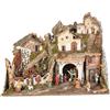 ROSSI ROSA Presepe Completo 76x40x54 cm con Mulino, 13 Statuine e 20 Luci
