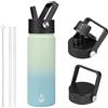 BJPKPK Bottiglie d'acqua isolate da 22 once,Bottiglia d'acqua in acciaio inossidabile con paglia,Bottiglie d'acqua termoisolate con 3 coperchi,Bottiglie di acqua calda fredda per la menta della scuola