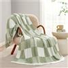 Snuggle Sac Coperta a scacchi, verde salvia, in microfibra, soffice, calda, accogliente, morbida, reversibile, a quadri, per divano, sedia, letto, 127 x 152,4 cm