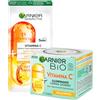 Garnier Bio Crema Viso Giorno Illuminante Vitamina C per Pelli Spente Riduce Linee Sottili con Super Agrume da 50ml + Maschera in Tessuto Anti Fatica Monouso Formula Vegana