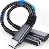 YUETUOL Adattatore e Ricarica per Cuffie USB C - 2 in 1 Adattatore USB C a Jack da 3.5mm Supporta PD 60W Ricarica Rapida per iPhone 16/15 /Pro/Max, Samsung Ultra/S24/S24+,Hua wei usw