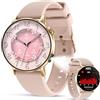 Lgnitek Smartwatch Donna, 1.32" AMOLED Rotondo Orologio Della Salute Donna Con 24H Ciclo Mestruale/Pressione Sanguigna/HRV/Sonno/Frequenza Cardiaca/SpO2, Bluetooth Chiamate&Torcia,IP68 iOS Android