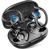 Hupoaf Cuffie Bluetooth 5.4 Sport, Auricolari Bluetooth con 4 ENC Mic, 50 Ore HiFi Stereo Cuffie Wireless, IP7 Impermeabili Cuffie Senza Fili, Display LED USB-C Cuffiette Runnning per iOS/Android,Nero