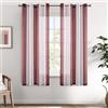 EMEMA Tende a righe trasparenti con occhielli Tende in voile Soggiorno moderno Set di 2 tende Camera da letto Trasparente con motivo Tenda a righe semitrasparente 140 x 145cm Bianco e rosso Mrrone