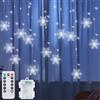 Ninonly Tenda Luminosa Natale, 96 LED Fiocco di Neve Luci Natale Tenda, 8 Modalità Catena Luminosa Impermeabile, Tenda Luci Natale Decorative Per Interni Esterno Festa Matrimonio Balconi