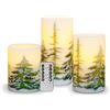 Koelaa Set di 3 Candele LED con Telecomando - Candele Elettriche Natalizie a Batteria, Effetto Fiamma Realistica - Design Albero di Natale Verde - Decorazioni Tavola Natale (10cm,12,5cm,15cm)