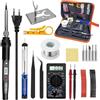ToneRiso Set di Saldatori Elettrici 80 W, Temperatura Regolabile 180℃-500℃, 17 Pezzi Con Multimetro Digitale, Punte, Supporto, Pompa Dissaldante, Pinzetta