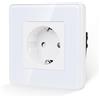 JIMEIDA Presa singola, colore bianco, 2,5D, piastra in vetro curvo, 16 Amp, presa Schuko da incasso, 86 x 86 mm, 250 V