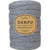 DXRPO Macrame Corda 3 mm x 300 m, macramè Filo Naturale, Macrame Corda per Appendiabiti per Fiori in Macrame, DIY Knitting Craft, Home Decor Camera da Letto e Decorazioni Nuziali(Grigio)