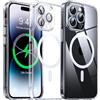 Flyzoo Cover Magnetica Trasparente per iPhone 14 Pro - [con Pellicola di Protezione Fotocamera] [Antilngiallimento & Antiurto & Antigraffio] Custodia Rigida con Bordo in Silicone, 6,1, Trasparente