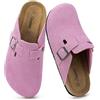Tmaza Zoccoli e Sabot Donna Ciabatte in Pelle Scarpe -Chiuse Comodo Pantofole-Fibbia Regolabile al Piede Scarpe Rosa 39 EU