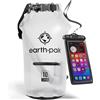 Earth Pak Borsa Impermeabile con Tasca Frontale - Ideale per Kayak, Canottaggio, Pesca, Rafting, Sci, Nuoto, Campeggio, e Snowboarding (Trasparente, 10L)