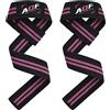 AQF Cinghie Sollevamento Pesi per Senza Imbottitura Allenamento al Bodybuilding Powerlifting Fitness Fettuccia per Presa della Barra (Nero/Rosa)
