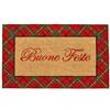 NUVOLE DI STOFFA Zerbino/Tappeto Natalizio Ingresso Rettangolare in Cocco Tartan Scozzese Cartolina di Natale, Vintage 45x75 cm
