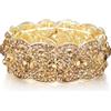 EVER FAITH Signore Austriaco Cristallo Matrimonio Floreale Largo Bracciale Elastico Chiaro Tonalità Oro, Cristallo