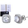 Halukakah Orecchini Uomo in Moissanite D1,0 ct in Argento 925 Placcato Platino con Certificato, Punto Luce Quadrato con Diamanti a Griffe, Pietra Centrale da 1 Carato + Laterali da Ca. 0,588 ct