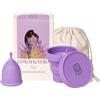 Cotonemio Lila - S Coppetta Mestruale in 100% Silicone Medico con Sterilizzatore e Sacchetto in Cotone | Kit Coppetta Riutilizzabile, Senza BPA, Fino a 12 Ore di Protezione