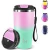 Motswedi Tazza Termica, 600 ml, Mug Termica, 304 Acciaio Inox, Tazza da Viaggio, con coperchio a prova di perdite, Coffee Mug-to-Go, Ideali per l'Uso Fuori Casa, Ufficio - Rosa chiaro&verde chiaro
