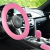 SOETDERT Coprivolante universale, in pelliccia, 3 pezzi, coprivolante per auto, freno a mano e coprivolante per auto, telescopico, caldo, 38 cm (rosa)