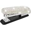 Blueshyhall Cucitrice con glitter piccolo, con strass e strass, pinzatrice per ufficio, scrivania, scuola, casa, donne e donne (bianco)