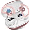 Hupoaf Cuffie Bluetooth Sport, Auricolari Bluetooth 5.4 HiFi Stereo, 50 Ore Cuffie Wireless con ENC Mic, Cancellazione Rumore Cuffie Senza Fili, IP7 Impermeabili,Cuffiette per Correre Running,Oro Rosa