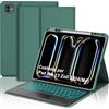 FOGARI Tastiera Custodia Bluetooth per iPad Pro 13 2024/2025 (M4/M5), QWERTY Italiano Keyboard Retroilluminata Bluetooth Staccabile con Touchpad Intelligente, Custodia con iPad Pro 13 M4 2024, Verde Scuro
