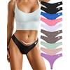 FINETOO 6/10 Pacco Perizoma per Le Donne Biancheria Intima di Cotone V String Traspirante Stretch Hipster Sexy Perizoma Mutandine S-XL, Perizoma 10 Confezione B, Medium