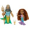 Disney The Little Mermaid set di bambole petite 15 cm di Ariel e Re Tritone, con arricciaspiccia, candelabro e tritone inclusi. Direttamente dal nuovo Live Action!