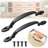 Begpoee 2 Pezzi Maniglia Nera in Lega di Zinco per Mobili in Acciaio Inox, Maniglie ad Arco Retrò, Maniglie per Porte in Ghisa, Con 4 Viti, Per Cassetti, Armadi, Porte da Giardino(158 x 20 mm)