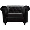 Menzzo Contemporain Poltrona per divano legno/velluto 80 x 110 x 72 cm contemporaneo nero