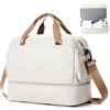 SEAFEW Borsone da Viaggio,Bagaglio a Mano 45x36x20 Easyjet Borsa da Viaggio con Scomparto per le Scarpe,Borsa da Cabina Easyjet Borsa Sportiva Borsone da Palestra Borsa da Weekend,C01-marrone beige