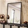 WEER Specchio da Bagno Nero, 70x90 cm Cornice Polimero Specchio da Parete Rettangolare con Effetto Legno, Impermeabile Specchi Decorativo per Bagno Camera Letto Soggiorno, Orizzontale o Verticale