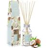 Hassett Green London Just Noce di Cocco Olio Fragranza Diffusore a Lamella 100ml - Lunga Durata Casa Interno Fragranza - Con 8 Rattan Bastoncini
