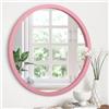 JJUUYOU Specchio rotondo rotondo giallo da 40 cm, con cornice in legno vintage, specchio decorativo per bagno, soggiorno, camera da letto, dormitorio, rosa