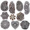Royal Kraft Timbri in legno per stampa su bordo sari, tessuto, argilla, ceramica, tatuaggio (set di 10) MXtag0002