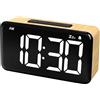 NOKLEAD Sveglia digitale per camera da letto: display LED da 5,9 pollici, funzione snooze da 9 minuti, 2 livelli di volume, 5 livelli di luminosità, 12/24 ore (Venature del legno chiare)