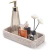 XIMISISE Vassoio Rattan da Bagno, Cestino da Bagno per Asciugamani, Vassoio Decorativo per Organizzazione (Bianco, 26 x 12.5 x 4 cm)