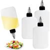 DHSWNNG 4 Peezi Bottiglia Squeeze, 120ml Biberon Cucina con Tappi Squeeze Bottle Oliera Plastica Dosatore Dosatore Olio Cucina Dosatrici Senza Perdite per Olio Salsa Di Soia Aceto