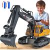 PENGBU RC Escavatore telecomandato telecomandato dai 3 4 6 8 anni, 1:18 11 canali escavatore con telecomando, pala e luce LED, escavatore cingolato giocattolo per 3 4 6 8 anni, regalo di compleanno per bambini