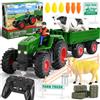 FRUSE Trattore Giocattolo per Bambini, Trattore Telecomandato 2,4 GHz con Rimorchio,2 Batterie Ricaricabili e Luci,Fattoria Animali Bambini con Mucche e Pecore, Giochi per Bambini 3 4 5 6 7 8 Anni