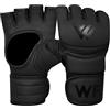 WFX WESTWOOD FOX Guanti da Boxe MMA Palmo Aperto Imbottito sulle nocche Avvolgimenti per Pugni (Nera, L)