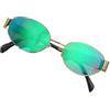 WDZAYXC Occhiali da sole retrò ovali in metallo alla moda per uomo donna, Riflessione oro/verde