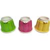 Tupperware Set di 3 stampi per budini con 2 coperchi, rotondi, per budini, gelatine, dolci, gialli, verdi, rosa