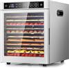 Kwasyo Essiccatore Alimentare professionale in Acciaio Inossidabile 12 Vassoi, 6 Funzioni Preimpostate, Essiccatore 800W, 6 Tappetini in Silicone, 2 Barattoli, 2 Vassoi per Rotoli di Frutta Inclusa