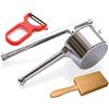 ZASEVES Set 3 pezzi, schiaccia patate resistente, sbuccia patate plastica, riga gnocchi in legno massello 20 cm doppia faccia, kit per pelare patate e fare purè, schiaccia verdure, utensili da cucina