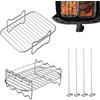 WEIWUXIAN 2 Pezzi Accessori Friggitrice ad Aria, Griglia Doppio Strato Friggitrice, Air Fryer Rack, Rack per Spiedini con 4 Spiedini, Multi-Purpose Accessori Friggitrice Ad Aria, per Friggitrici a Doppia Zona
