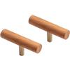 VENEST Maniglie per Guardaroba in Legno Massello Maniglie per Porte per Armadietti da Vino in Ciliegio e Ottone Pomelli per Armadietti Maniglie per Armadietti da Cucina 2 Pezzi (Single Hole)