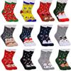 Vertvie 12 paia di Calzini Natalizi Cotone Caldi Calze per Donna e Uomo Regali di Festa da Indossare a Casa Deer Regali di Neve Stampa Natalizi (12er Pack06)